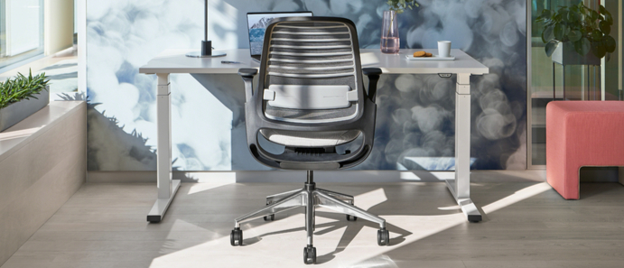 Task chair with height adjustable desk